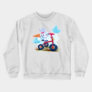 Bunny Tricycle Watercolor Crewneck Sweatshirt